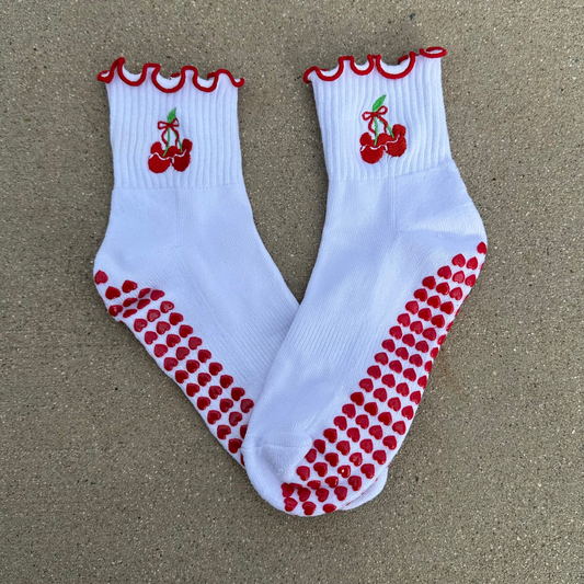Cherry Pilates Socks